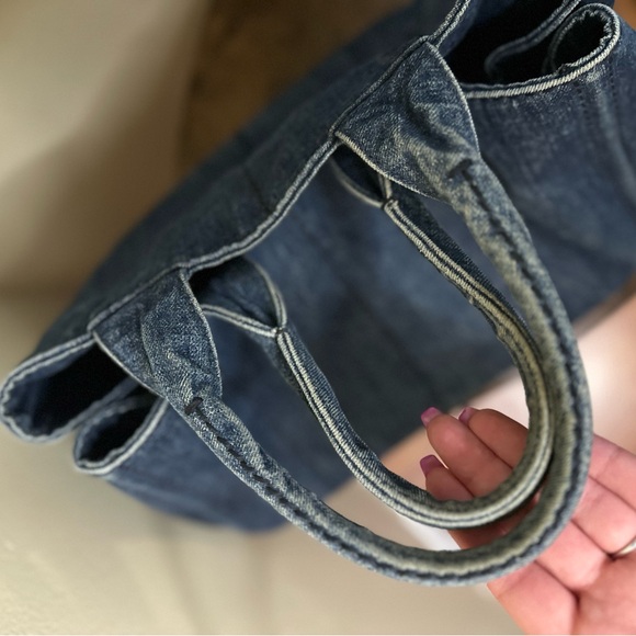 SOLD!!! 🔥 PRADA Canapa Canvas Denim Hand Bag Blue - Picture 8 of 12